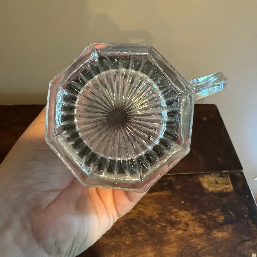 Bryce Vintage Pressed Glass faceted‎ Paneled small pitcher creamer & handle